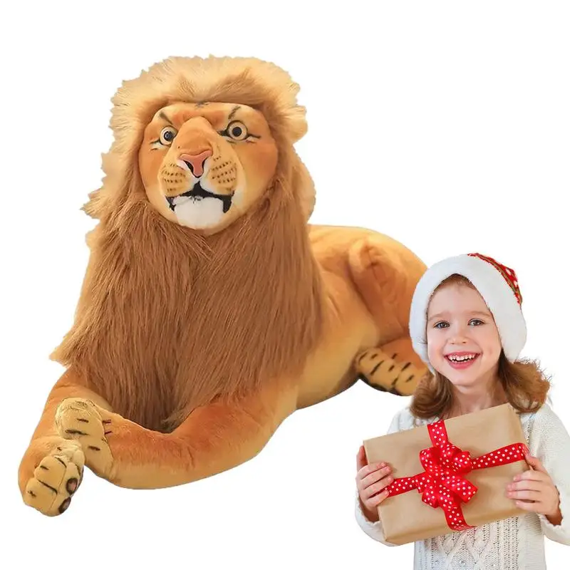 Wypchany lew pluszowa zabawka afrykański realistyczne zwierzę pluszowe nadziewane zabawki wygodne przytulanie wystrój domu dla dzieci dorośli