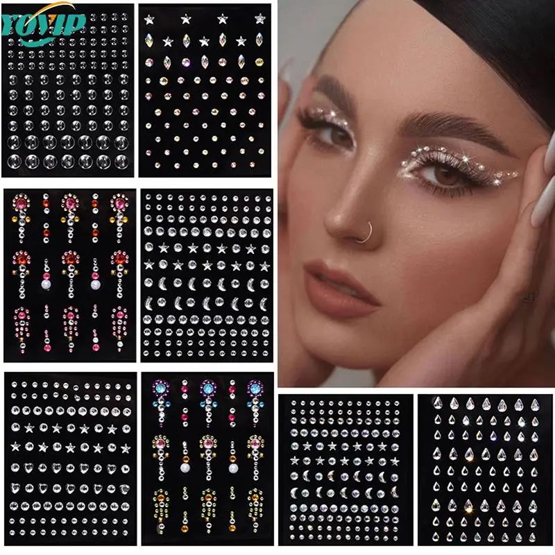 

Temporary Tattoo Party Rhinestone Makeup Tool Facial Eyebrow Sticker Eye Sticker Forehead Face Sticker Acrylic Gem Nail Sticker