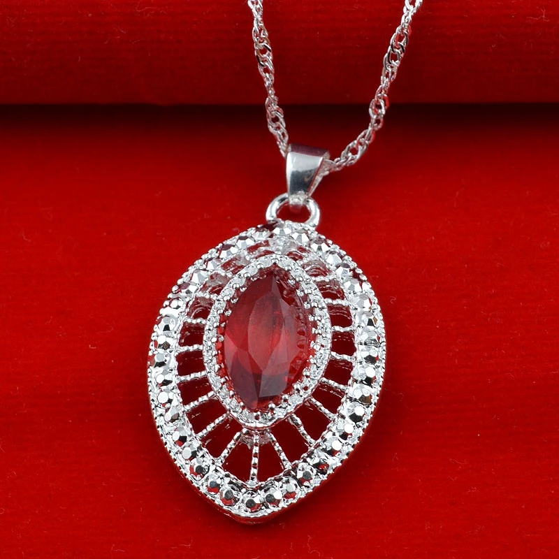 

ANGLANG Novel Designed Women Necklace Red Cubic Zirconia Unique Accessories for Party Fancy Gift Statement Jewelry