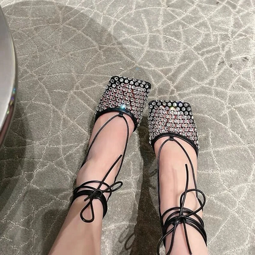 

9CM High Heels Women Sandals Crystal Sandal Shoes Woman High Heel Shoe Womens Ankle Strap Summer Sandals Rhinestone Pumps