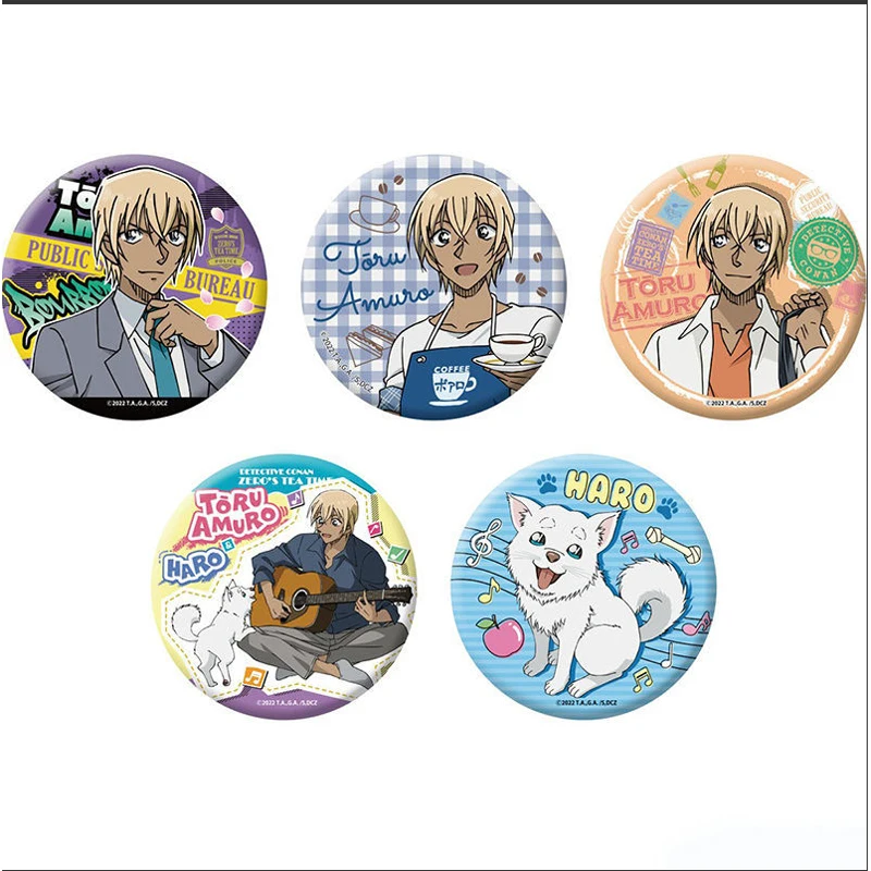 

5pcs Anime Badge Detective Conan Bourbon Pin Broooh Button