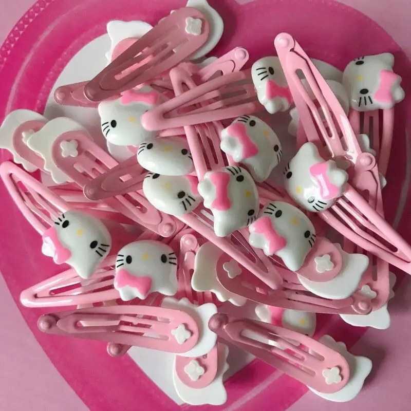 

Kawaii Hello Kitty Pink Bb Clip Kuromi My Melody Cute Child Gilr Waterdrop Shape Hairpins Fashion Hair Accessories Gift for Kids