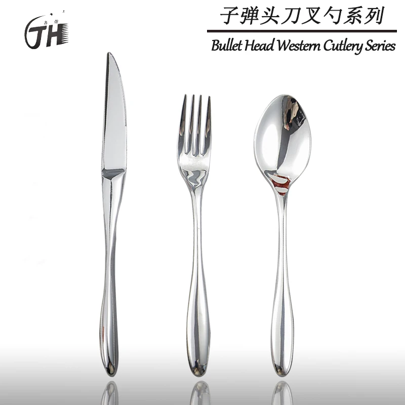 

GH 304 Stainless Steel Dutch Style Mirror Silver Main Dinner Knife Fork Spoon Commercial Household Restaurant 4 Pieces Western T