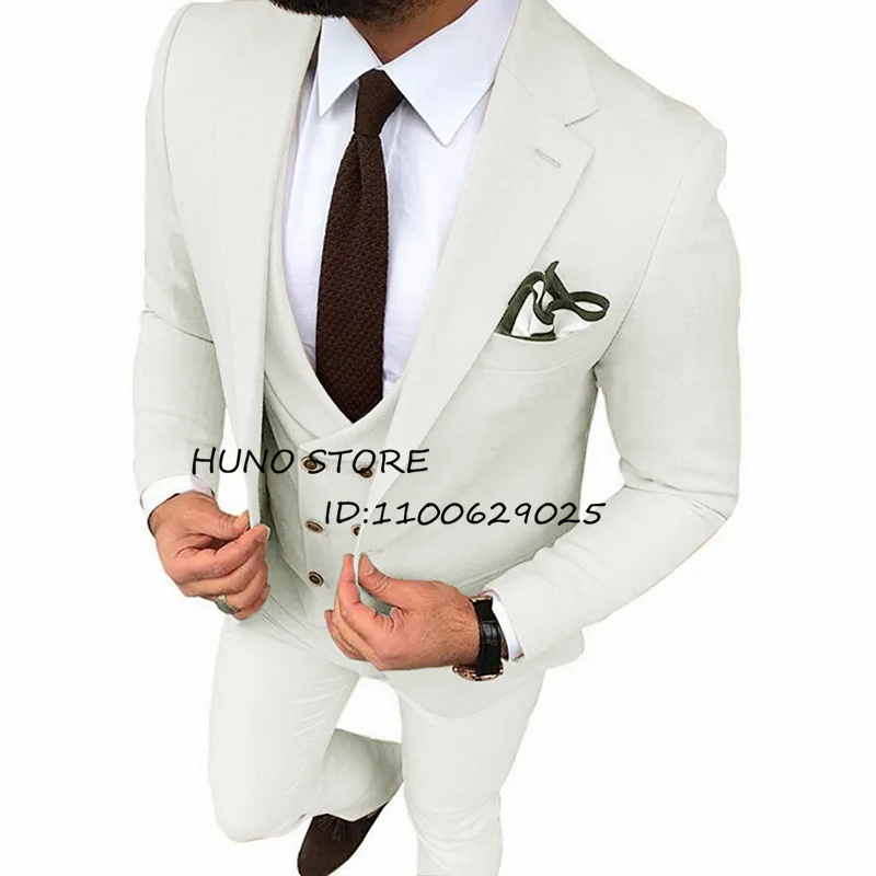 

Slim Fit Men's Wedding Suit Single Breasted Casual Tuxedo Dress Male Blazer 3 Piece Jacket Vest Pants