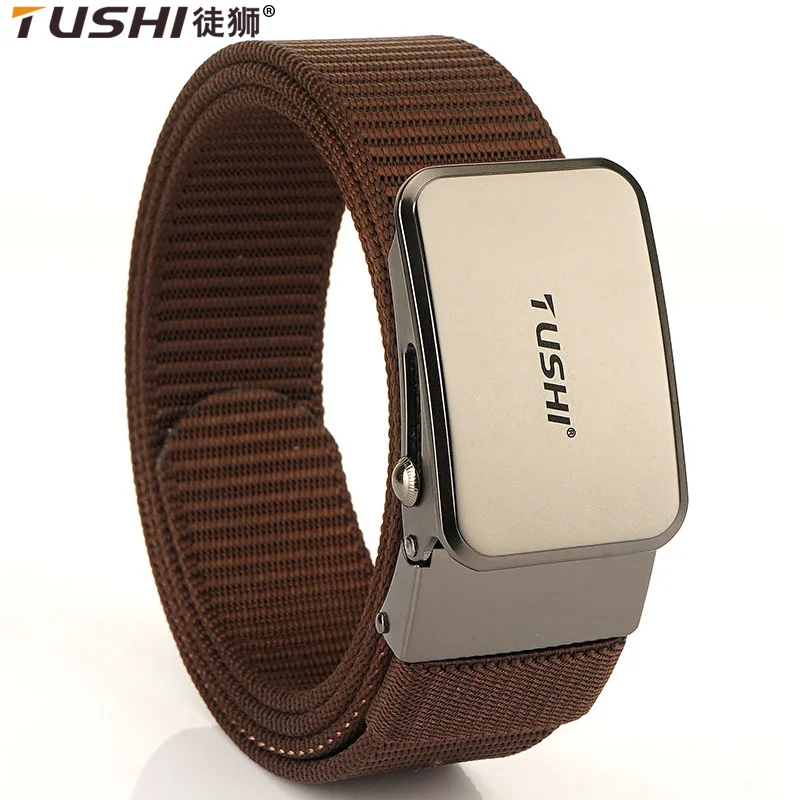 TUSHI 2023 Hot Sell Thick Men Belt 125cm*3.4cm Nylon Business Waistband Metal Roller Automatic Buckle Ceinture for Jeans Gifts
