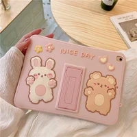 fashion cartoon cute rabbit tablet stand funda case for apple ipad 5 6 9 7 pro 11 10 2 10 5 mini 12345 silicone protective shell