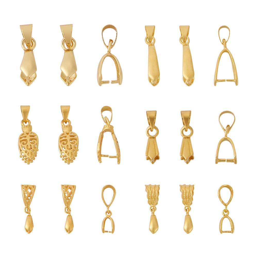 

Kissitty 48Pcs Mixed Shape Brass Ice Pick Pinch Bails Pendant Clips Clasp Hook Jewelry Findings Accessories