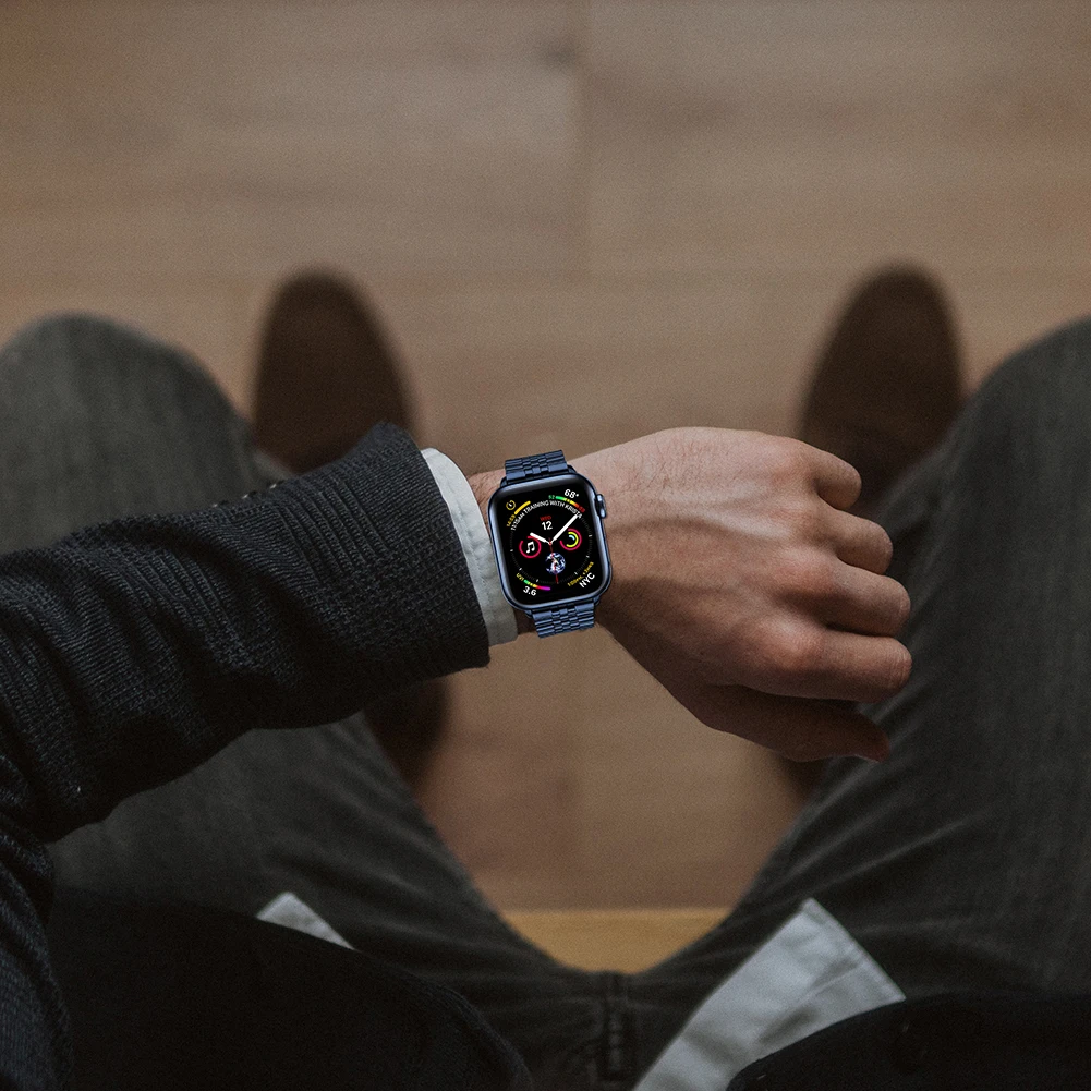 Ремешок металлический из нержавеющей стали для Apple Watch Band 49 мм 45 41 44 42 40 браслет iWatch