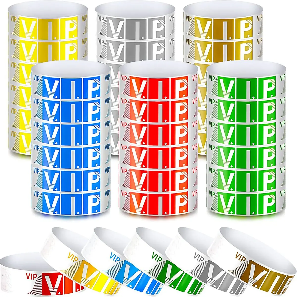 

600 Упаковка Бумажных браслетов VIP, водонепроницаемые наручные браслеты VIP, неоновые цветные наручные браслеты, разнообразные для мероприятий