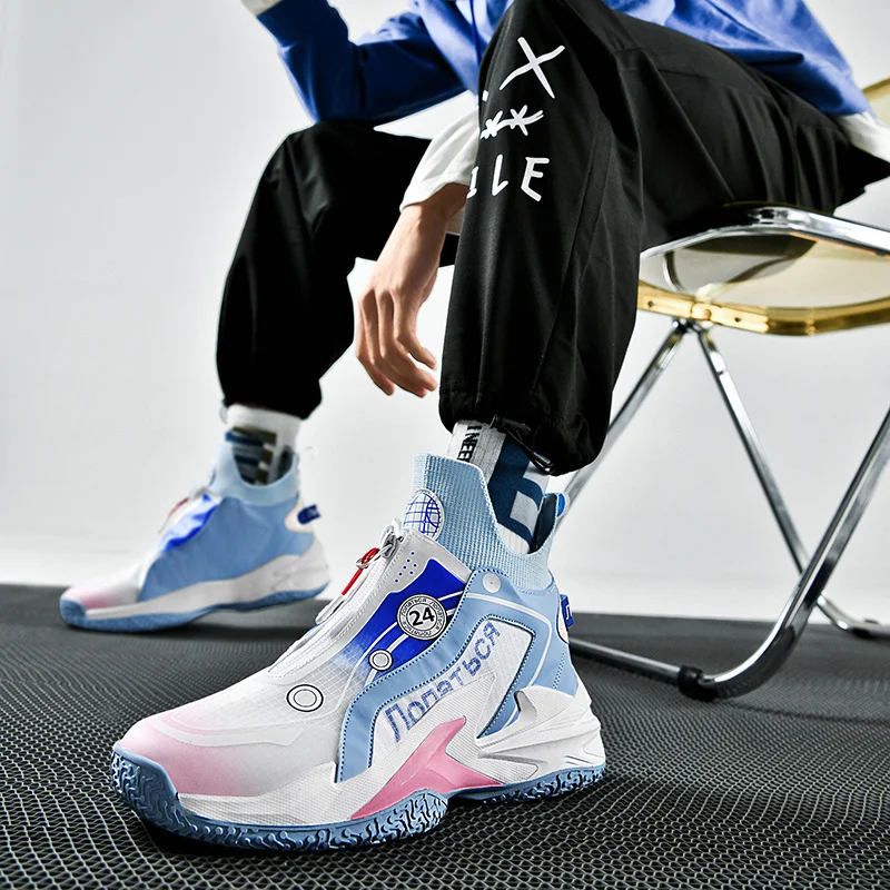 Professional Anti-shock Zip Unisex Basketball Shoes Non-Slip Men's Basketball Sneakers Breathable Comfortable Women's Gym Shoes