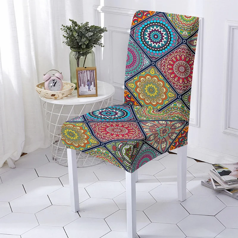 

Vintage Patchwork Mandala Print Chair Cover Retro Chair Slipcover Home Decor Living Room Accessories