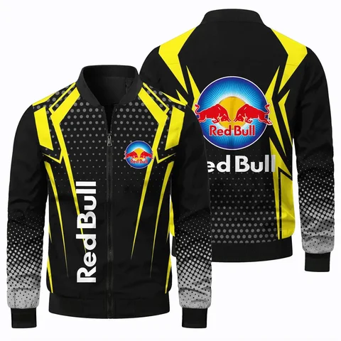 Новая мужская весенне-осенняя куртка с 3D-принтом и логотипом Red Bull, ветрозащитный топ с круглым вырезом на молнии для занятий спортом на открытом воздухе
