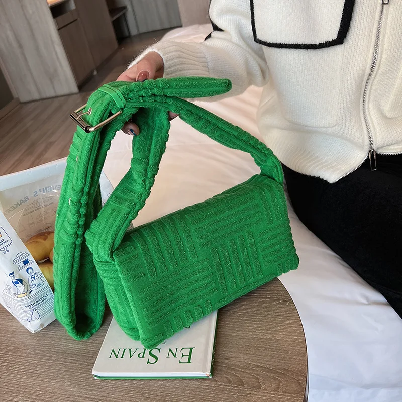 

Women Bag 2022 Retro Suede Towel Handbags Small Square Bag Fashion Simple Shoulder Crossbody Bags Bolsa Feminina 053
