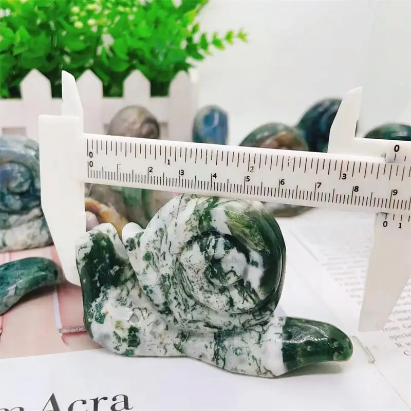 9 см Натуральный Мох агат кристалл улитка резьба искусственное исцеление