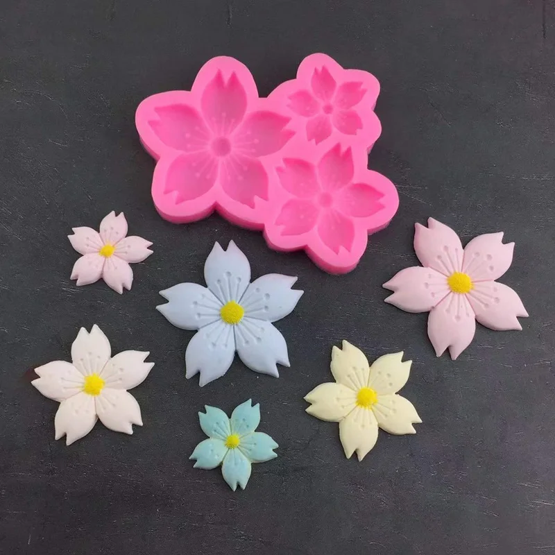 

Silicone Fondant Mold 3 With Sakura Flower Shape Manual Cartoon Birthday Cake Chocolate Sweets Decoration Home Baking Tools