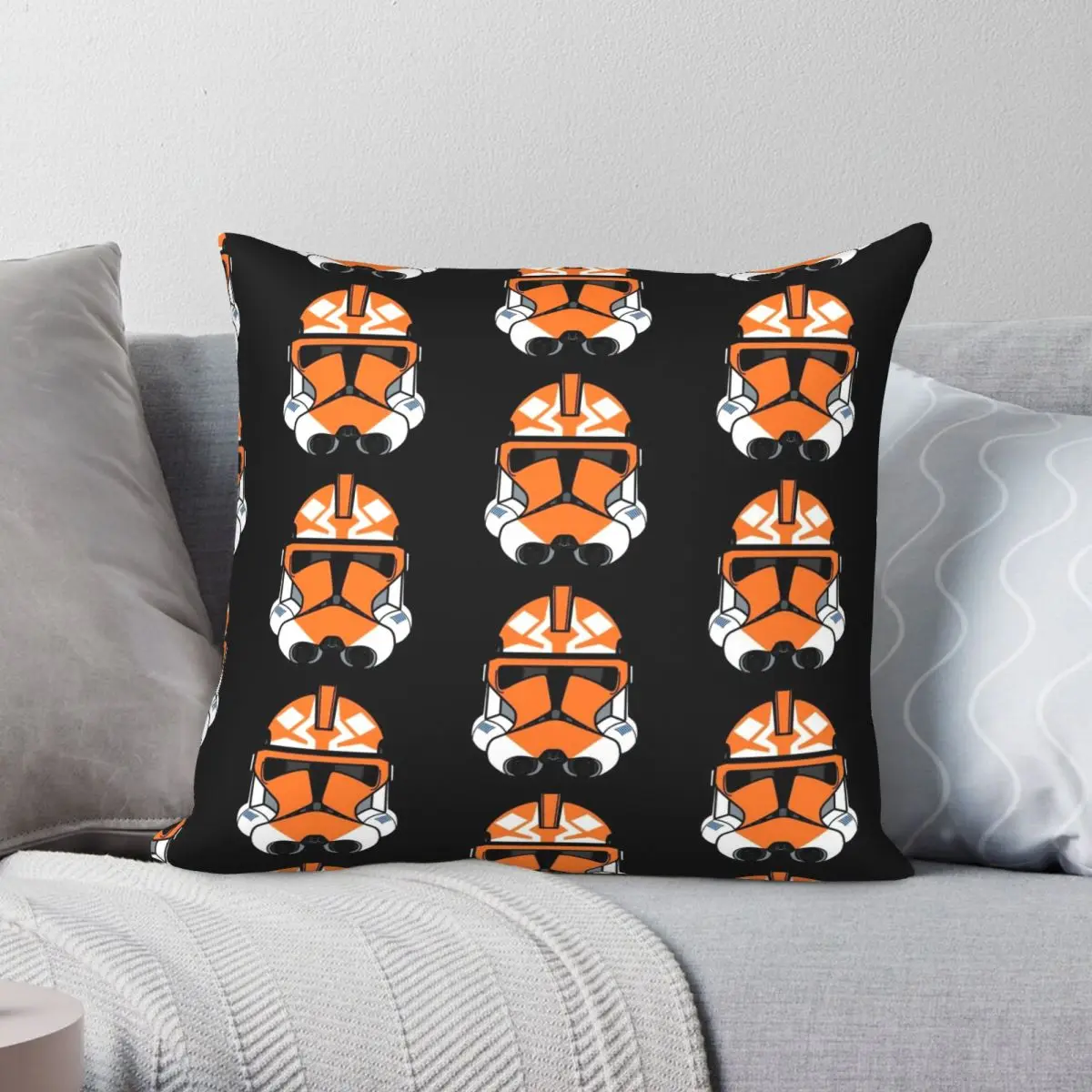 Ahsoka 501st Clone Helmet Pillowcase Polyester Linen Velvet Pattern Zip Decor Home Cushion Cover