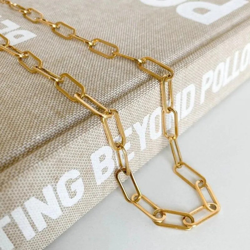 

Stainless Steel Elegant Hollowout Chain Geometric Pendant Necklace Fine Jewelry For Women Wedding Party Bijoux