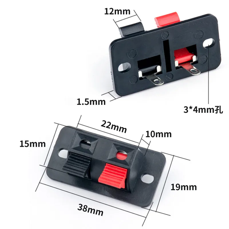 

10pcs 2P Audio Speaker Terminal Double Spring Clip Jack Plug Socket