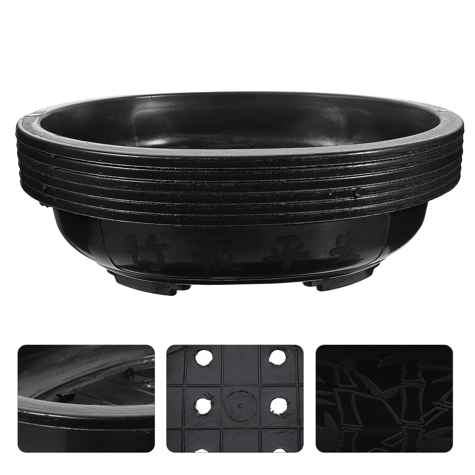 

Pot Flower Pots Planter Bonsai Oval Growing Nursery Container Succulent Outdoor Drainage Large Hole Black Tree Training