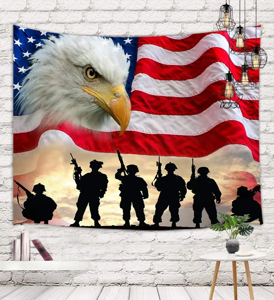 Гобелен с американским флагом США белоголовый орлан звезды и полосы настенный