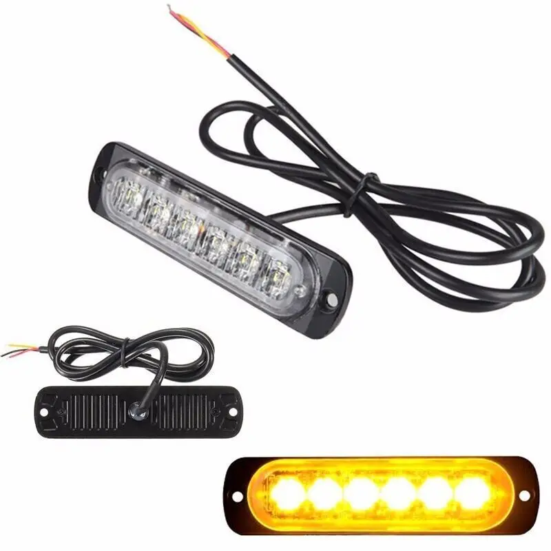 

4pcs Truck 12V 24V 6SMD LED Strobe Warning Light Strobe Grille Flashing Lightbar Car Beacon Lamp Amber Traffic Light