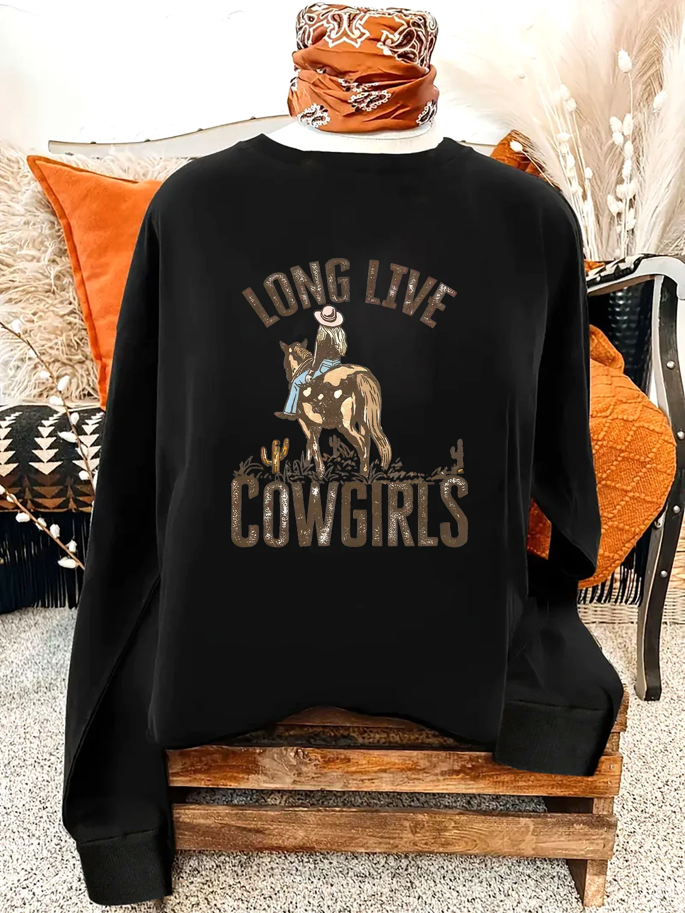 Женская Толстовка С Графическим Принтом Howdy Ghouls В Западном Ковбойском Стиле