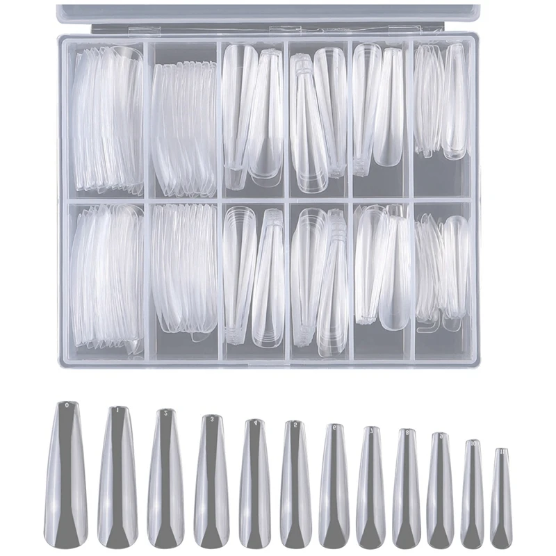 

240Pcs Nail Extension Piece, Long Trapezoid Nail Piece 12 Sizes, Suitable For Nail Shops And DIY Nail Art