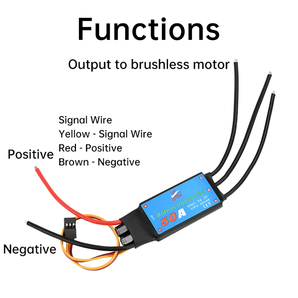 20A 30A 40A 50A двунаправленный бесщеточный ESC для лодок с дистанционным управлением