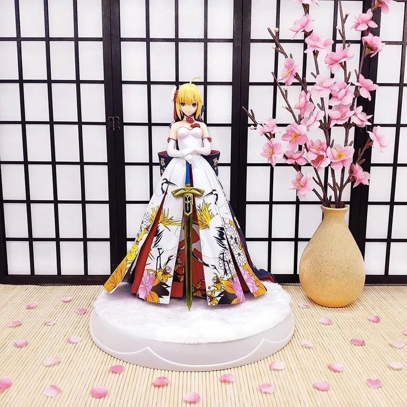 

25cm Fate/stay Night Anime Around Figure King Arthur Saber Altria Pendragon Dress Glow Model Anime PVC Figure Model Gift Toys