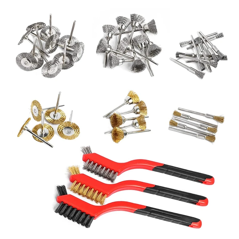 

Stainless Steel Portable For NEW Wire Brush Set Wheel Brush Accessories For Rotary Tools (48)