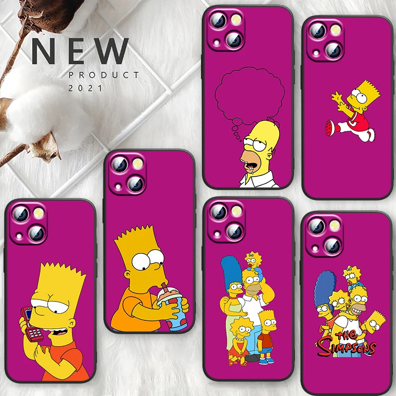 

Funny The Simpsons cartoon Case For Apple iPhone 14 13 12 11 Pro Max Mini XS Max X XR 7 8 Plus SE2020 TPU Black Phone Cover