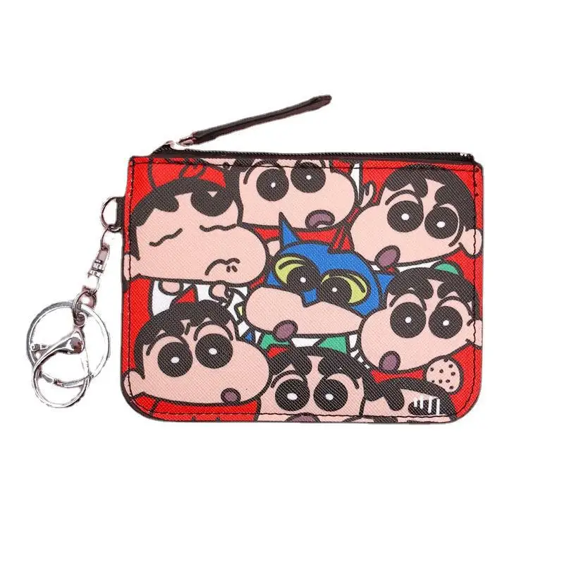 Фото Аниме Кошелек Crayon Shin-chan для женщин, мужчин, детей, держатель для банковских карт, сумка с зажимом для карт, мультяшный клатч для косплея, кошельки, подарок на день рождения №5