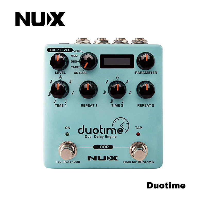 

Педаль задержки NUX Duotime Stereo с независимым временем, аналоговой задержкой, эхо ленты, Цифровая Задержка, задержка модуляции и задержка Верба