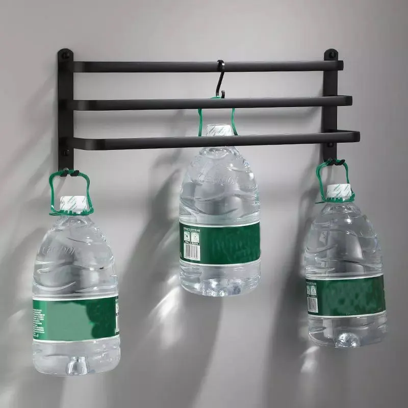 

1PCS Home Towel Hanger Wall Mounted Towel Rack Bathroom 30-50 CM 3 Layer Aluminum Black Towel Rail Matte Black Towel Holder