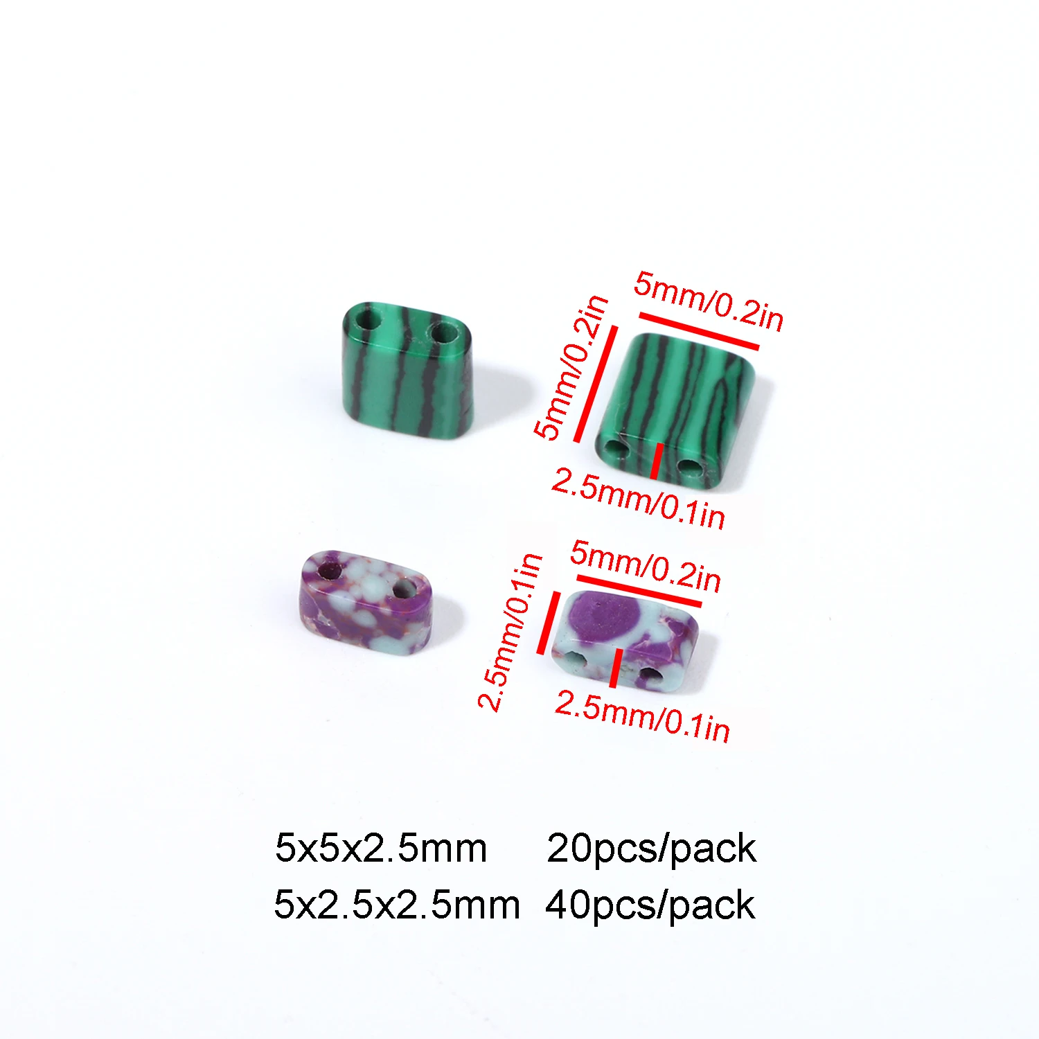 Бусины квадратные для изготовления ювелирных изделий 5x5/2x2 мм