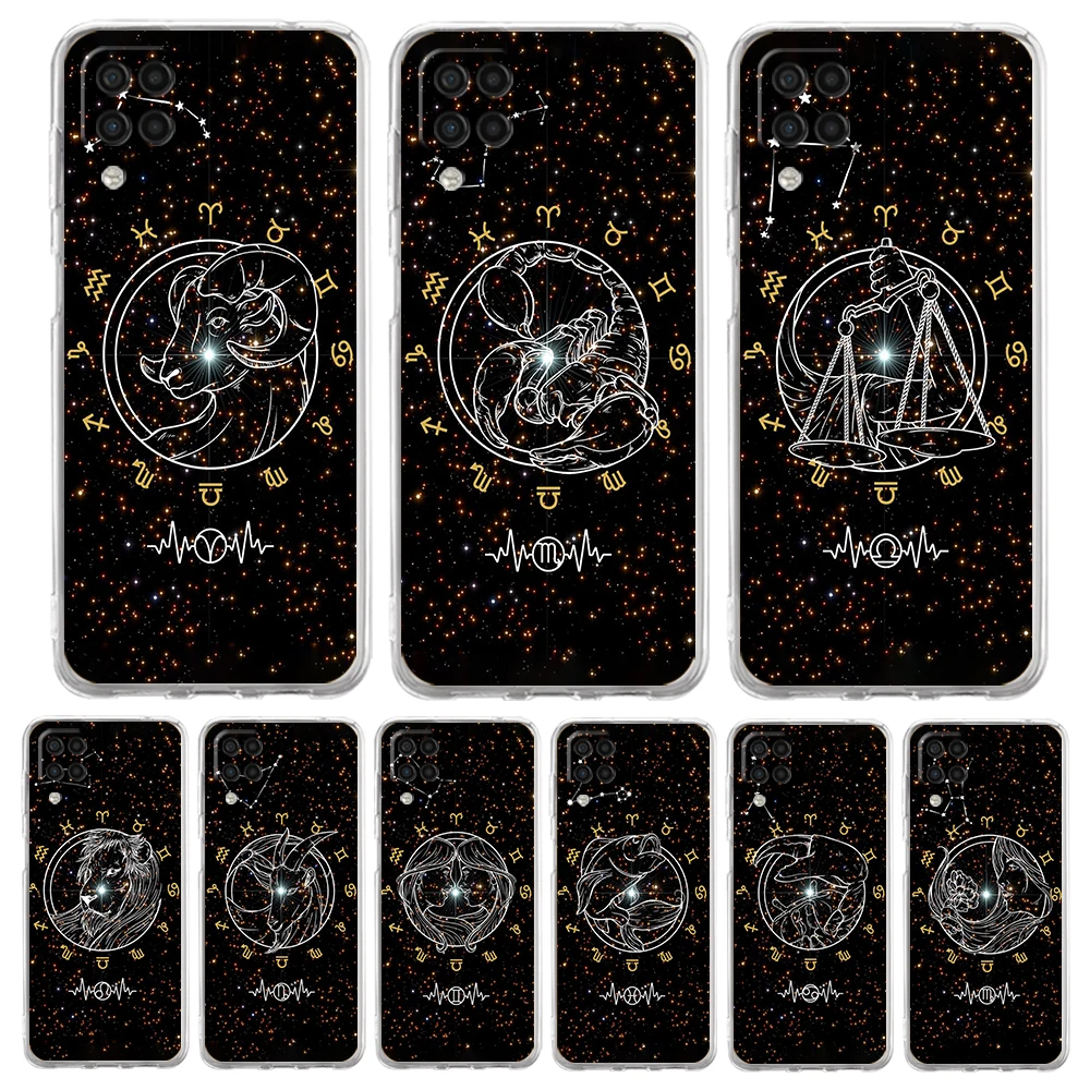 

Cartoon Zodiac Case for Samsung Galaxy A13 A22 A32 A52 A72 A51 A71 A11 A31 A41 A33 A53 A73 5G Transparent Silicone Shell Capas
