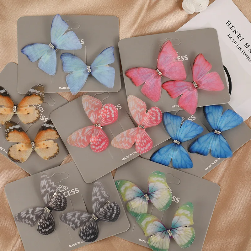 

2pcs/Set Fashion Butterfly Hair Clips for Women Baby Girl Kids Barrette Wedding Hairpins Hair Accessories Headband Ornaments