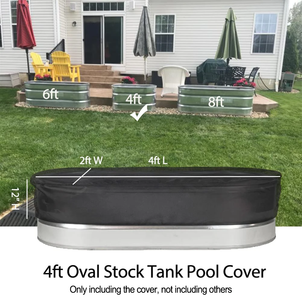 

Ice Bath Cover Bathtub Cover None 1PCS 420D Oxford Fabric 4ft/6ft/8ft Black Cover Oval Pool Reservoir Brand New