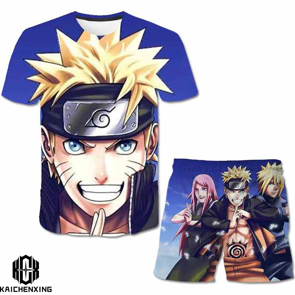 

Baby Boys Girls kakashi Naruto Cartoon Clothing Sets Children Fashion Casual Short Sleeve T-shirt+Pants Suit Kids Tees Clothes