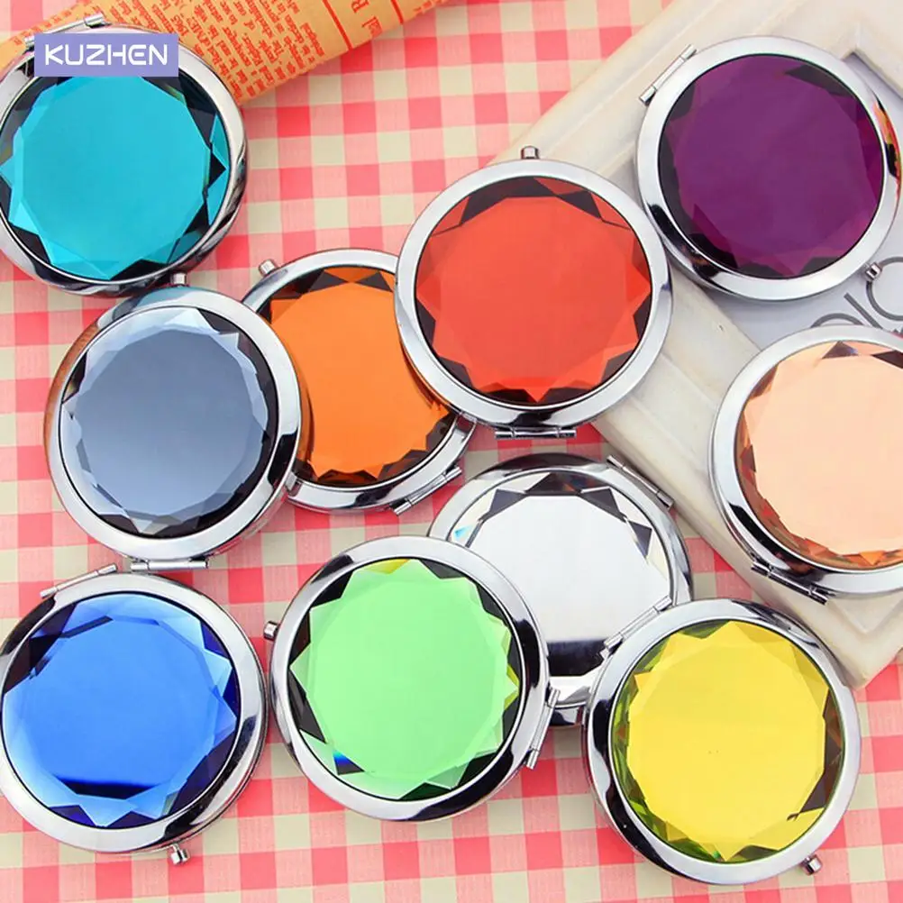 

Women Cute Pearl Makeup Mirror Lovely Little Sheep Pocket Crystal Portable Double Dual Sides Compact Mirrors