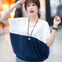 womens t shirt 2022 summer new korean bat sleeve loose style cute slim sweet girl slim college style top