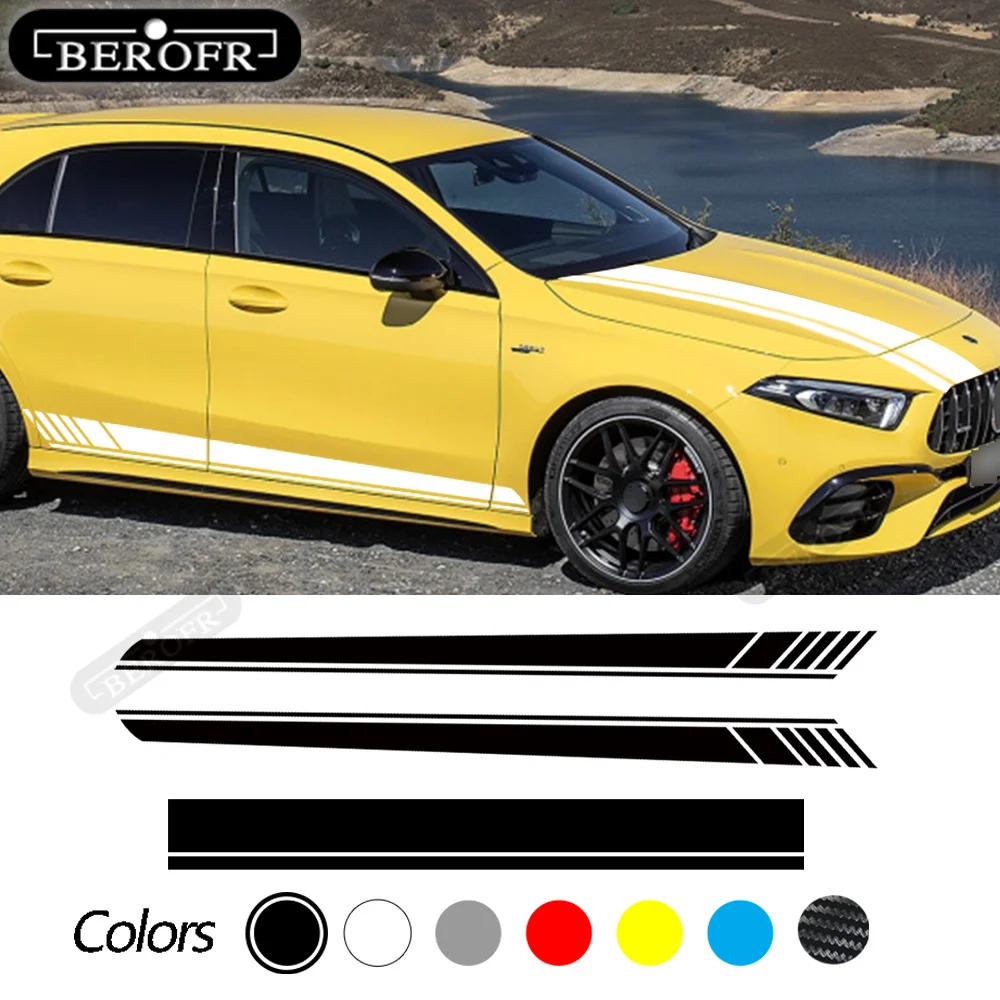 

Car Hood Body Decals Side Stripes Skirt Stickers For Mercedes Benz A Class W177 V177 A35 A45 A45S W176 Edition 1 AMG Accessories