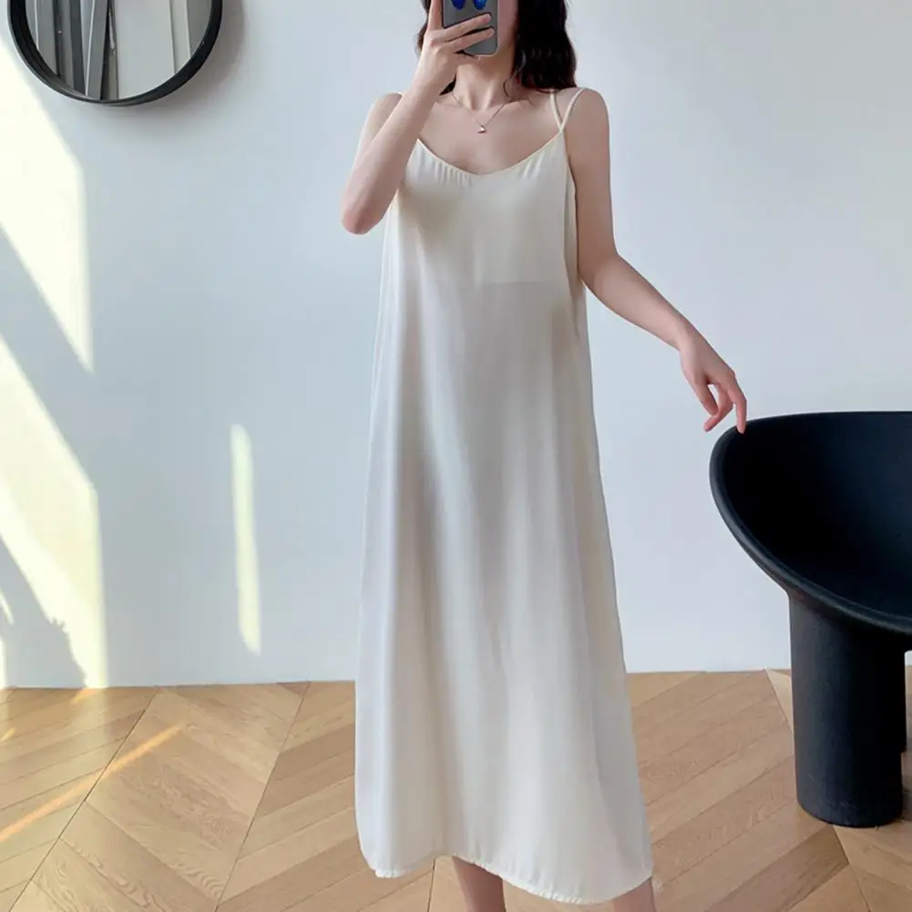 

Sexy Women Vest Dress Soft Lady Strappy Dress Spaghetti Strap Bottoming Lady Strappy Dress Dress-up
