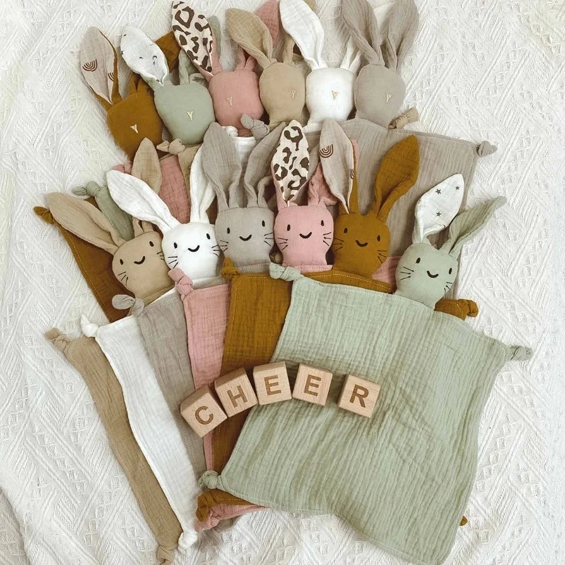 

Хлопковый муслиновый нагрудник для младенцев набивная кукла-кролик успокаивающее полотенце мягкое одеяло детская игрушка для сна 30*30 см