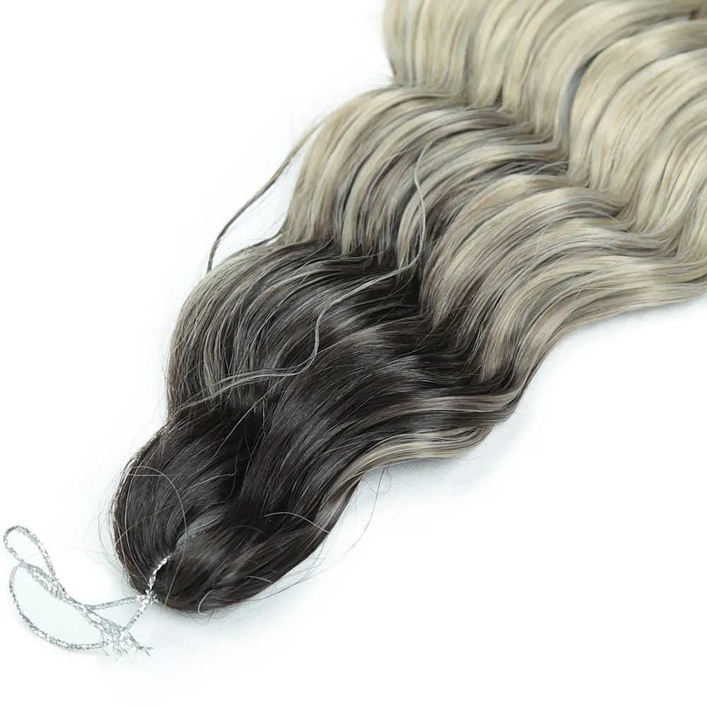 Фото Синтетические волосы Anna Hair 24 дюйма для плетения косичек, глубокая волна, эффект водной волны, омбре блонд, кудрявые волосы для крючкового плетения №2