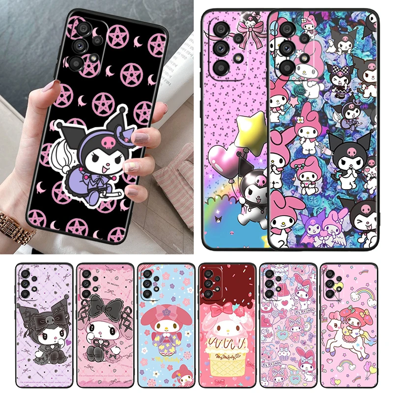 

Girl Melody Sanrio Case For Samsung Galaxy A52S A72 A71 A52 A51 A12 A32 A21S A73 A53 4G 5G TPU Black Phone Cover Shell Core Capa