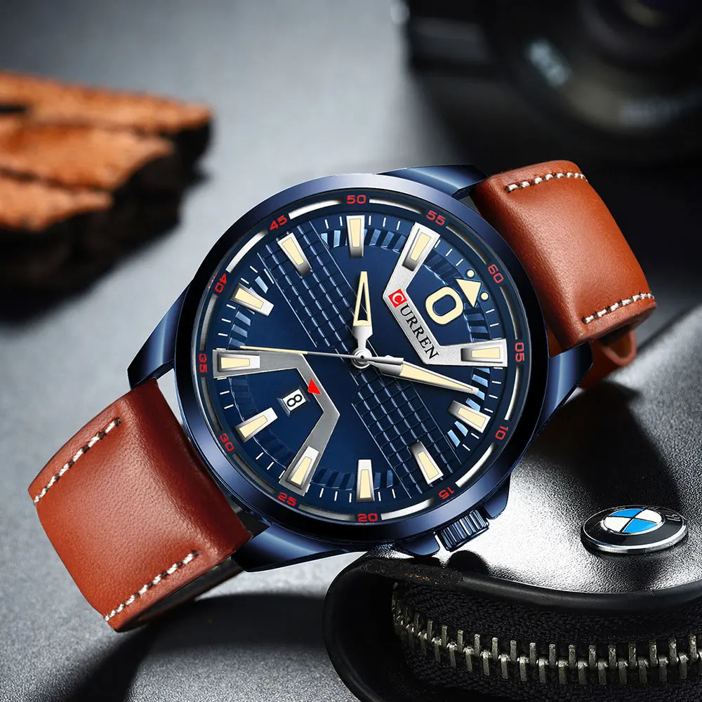 

Fashion Luxury Man Quartz Watch CURREN Watches Leather Clock Auto Date Wristwatch Male Brand Watch Reloj Hombres 8379