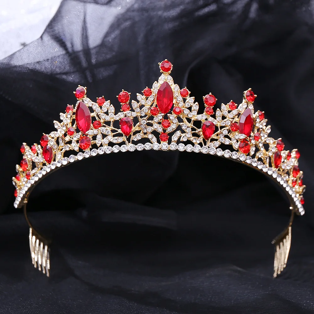 

Vintage Baroque Gold Queen Wedding Bridal Crown Tiara with Combs for Women Hair Accessories Rhinestone Bride Tiaras Headpiece