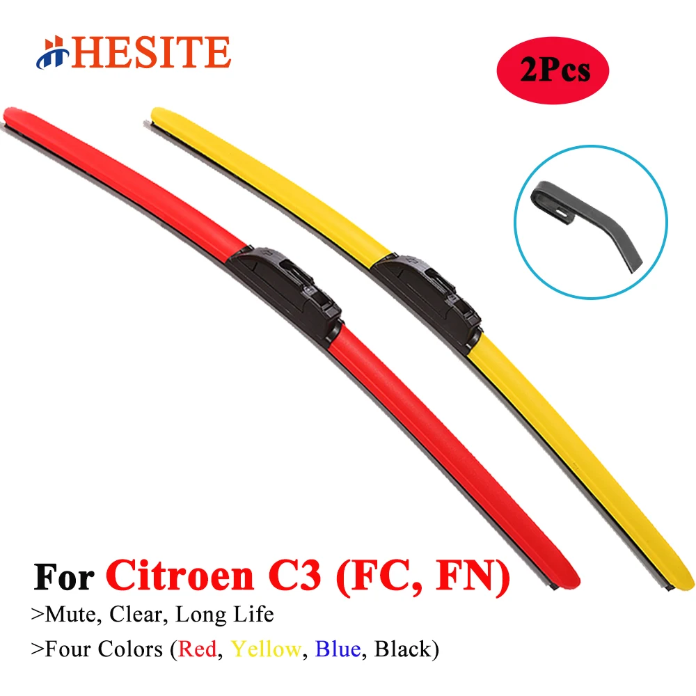 

HESITE Colorful Windshield Wiper Blades For Citroen C3 MK1 Hatchback FC FN 2002 2003 2004 2005 2006 2007 2010 2011 24"+18" Wiper