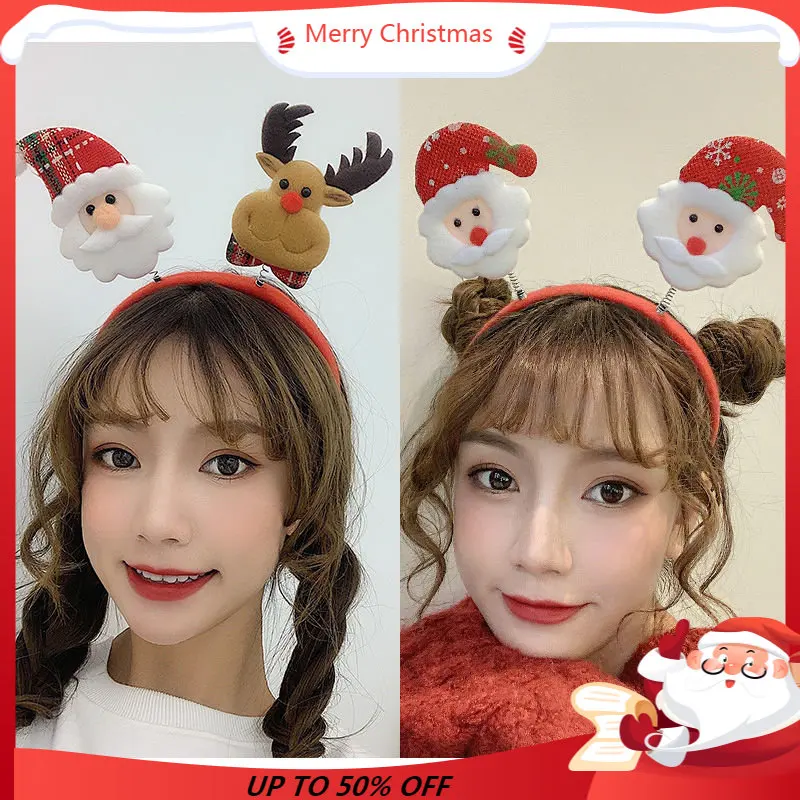 

Mijia Santa Claus Cute Headband Sen Tie Christmas Tree Elk Headband Santa Hat Children Adult Holiday Hairpin Accessories Glow